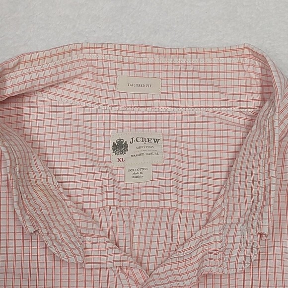 J Crew Shirt Men's Size XL Orange White Plaid Button Down Long Sleeve Casual - Picture 5 of 12